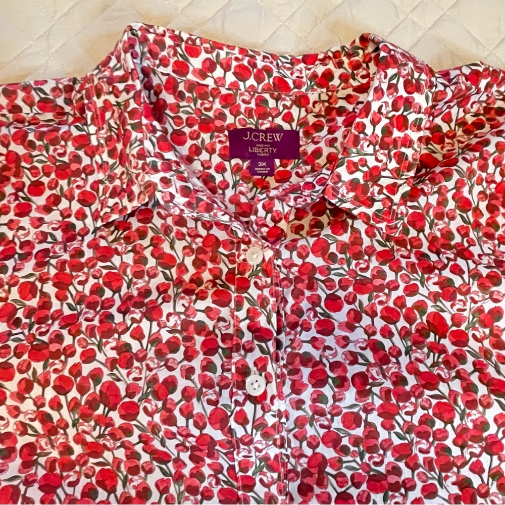 J. Crew Amelia Shirt Dress in Liberty Eliza’s Red Floral Fabric Plus Size 3X - Picture 4 of 15